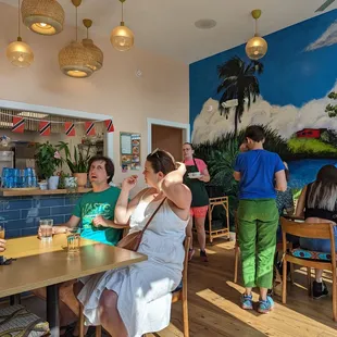people eating and drinking