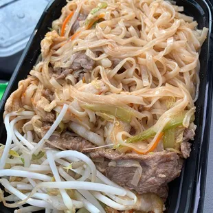 Chicken and beef Pad Thai.