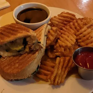 French dip with waffle fries