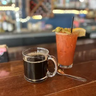 Coffee and a bloody mary