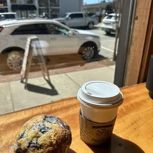 Blueberry muffin and Americano coffee