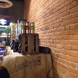 vintage brick and in-house roasted coffee!