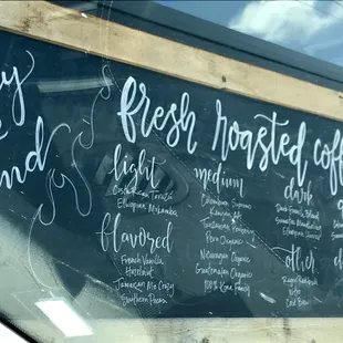 a menu on a blackboard