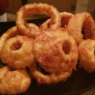 Delicious beer battered onion rings.