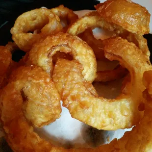 Onion rings. hand battered with rush river beer batter
