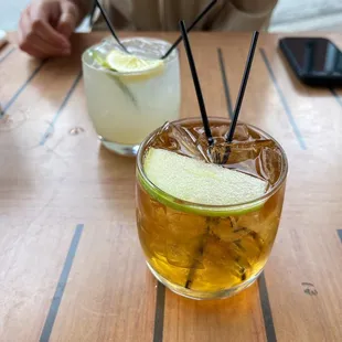 cucumber gin cocktail + an apple whiskey cocktail
