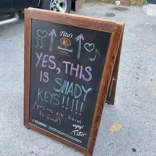 a chalk board with a message on it