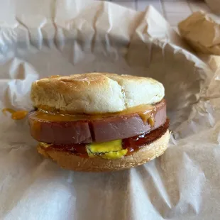 THICK cut fried bologna sandwich