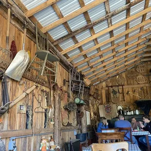 the inside of the barn
