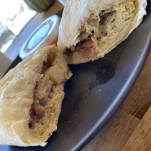 Bacon burrito with green sauce