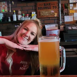 She made me the absolute best Angry Moon ever. She got it to layer. Best bartender ever!