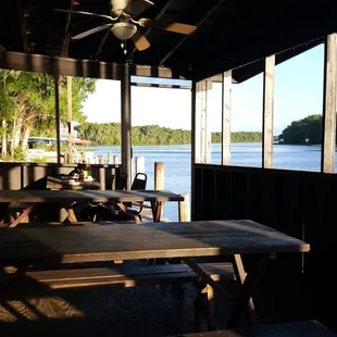 Outside seating on the St. Johns River