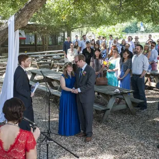 Our ceremony set-up under the pecan trees