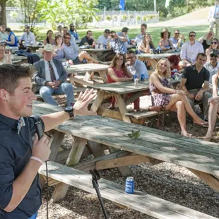 Speeches in the same ceremony spot