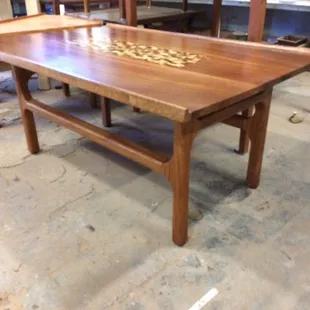 Edinam wood with insert coffee table 31&quot; x 48&quot; x 21&quot; $1250