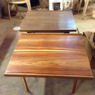 End tables. Walnut and Canary wood $500 each