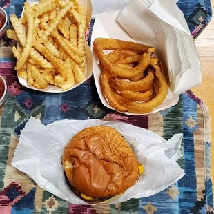 Steak hoagie and bacon burger