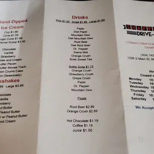 ows the menu