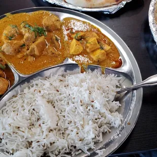 Butter chicken,  butter paneer, curry chicken