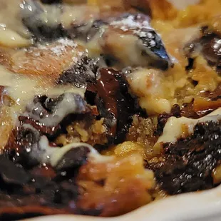 Up close Chocolate bread pudding