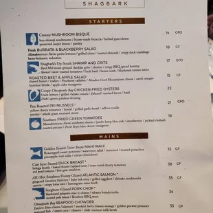 Current menu