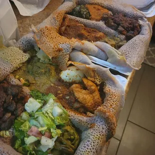 #24 with green beans, salad, spicy lentils and collard greens