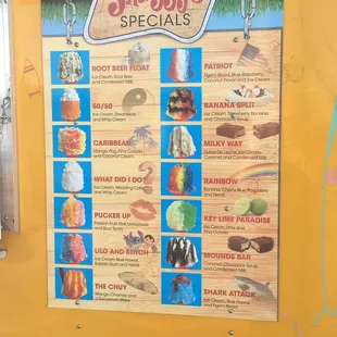 a sign for shaggy's specials