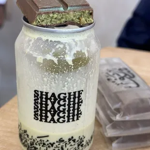 Pistachio drink with Dubai chocolate