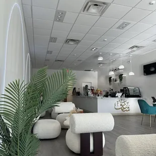 Comfy seating , order counter