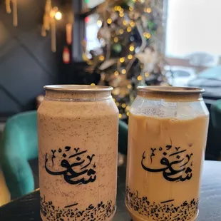 Habibi latte (right) Brownie frappe (left)