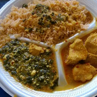 Wednesday Special - chicken masala, saag paneer and basmati rice
