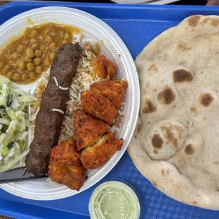 K-7 order spicy chicken and beef kabob!