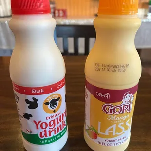 two bottles of yogurt