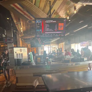 a view of the bar from the counter