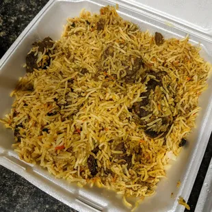 They call it Lamb Shank Biryani even though it's not a lamb shank but rather pieces of lamb