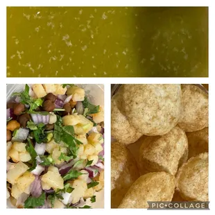 Pani Puri with mint sauce.