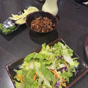 Complimentary salad and nihari relish