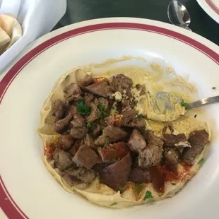 Hummus with gyro meet, and pita. So yummy.