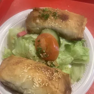 Spinach pie with small salad