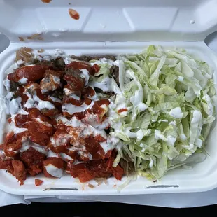 mixed meat over rice, light sauce