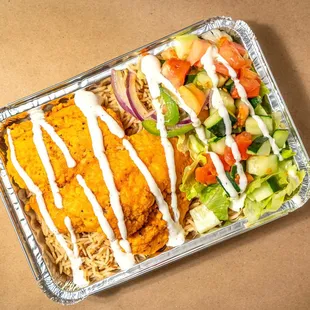 2 Pieces Fish Over Rice Platter