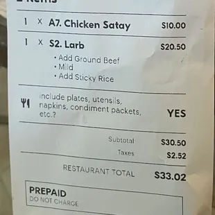 Ordered via Yelp link GHub, airlines-worthy fees not included on receipt. Meal tasty &amp; delivery timely + no-contact as requested. 04JUL24
