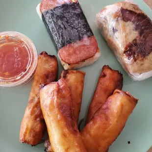 Lumpia cake and musubi