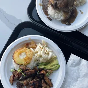 Hawaiian bbq chicken and loco moco