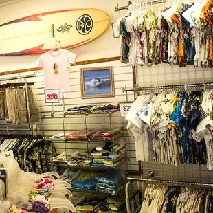 Boys and girls Aloha wear and fun t-shirts. Girl's traditional ruffle muumuus. Do you need family matching? We have it!