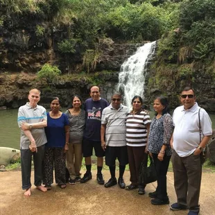 Posing in front of Waimea Falls.