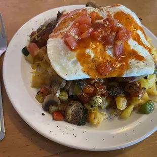 Shaka Potatoes with two eggs over medium. Perfect!