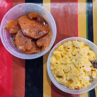 Sweet potatoes with macaroni and cheese