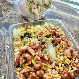 Southern BBQ chicken salad and Cyprus chicken wrap