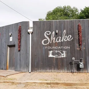a building with a sign that says shake foundation